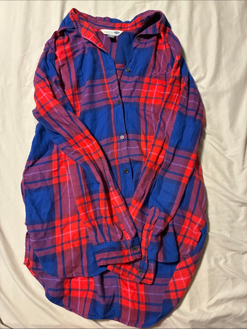 Old Navy Red and Blue Plaid Button-Up Shirt